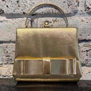 50s Elegant Gold Petite Handbag with Accessories
